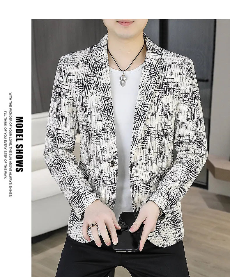 Blazer Men's Fashion Outdoor Travel Gentleman Wedding Slimming Business Versatile Trendy Casual Korean-style Formal Wear Blazer