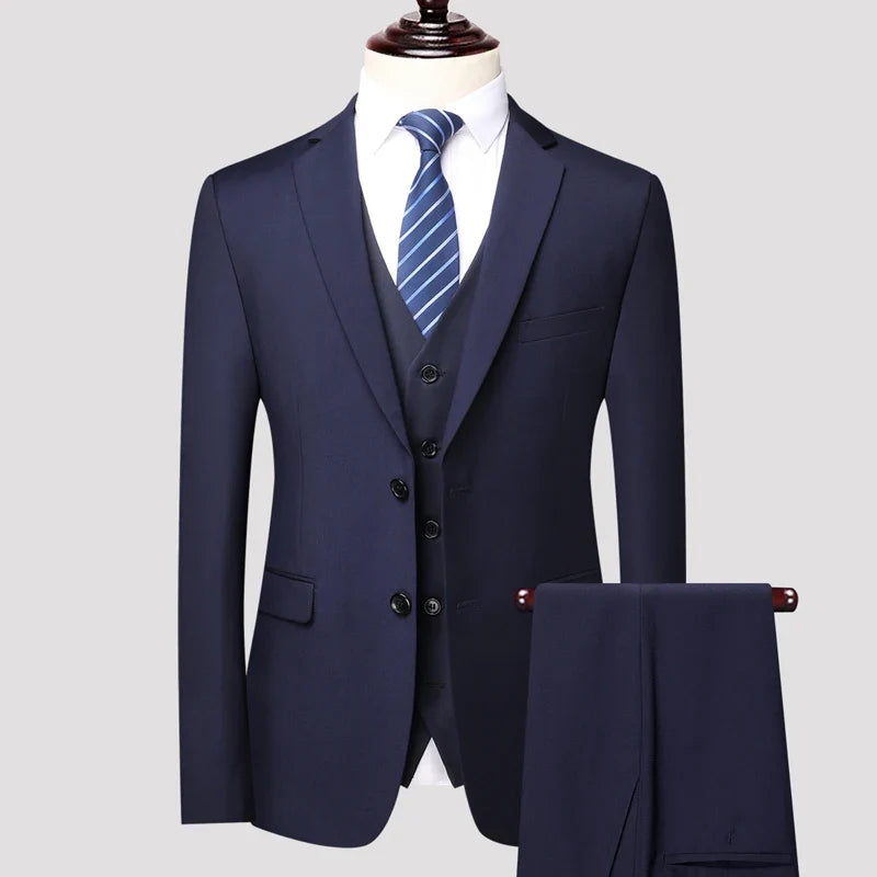 Men's 3-Piece Suit Set Single Breasted Smart Casual Formal Wear for Travel & Business – Available in S to 4XL