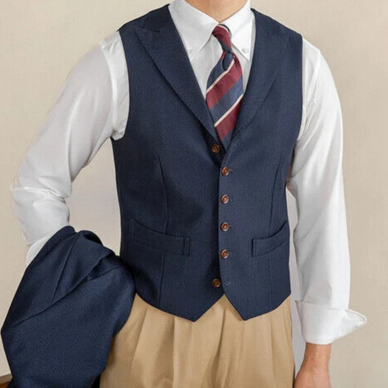 Men's Vest White Collar Vintage Lapel Single Button Waistcoat for Wedding & Formal Occasions