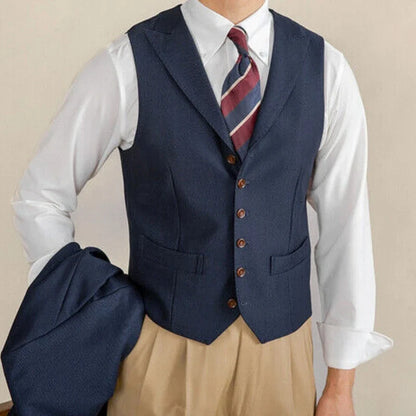 Men's Vest White Collar Vintage Lapel Single Button Waistcoat for Wedding & Formal Occasions