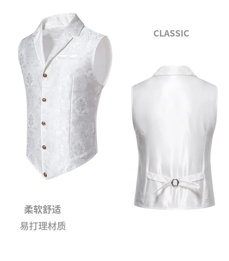 Men's Suit Vest Jacquard Smart Casual Single Breasted Slim Fit Waistcoat