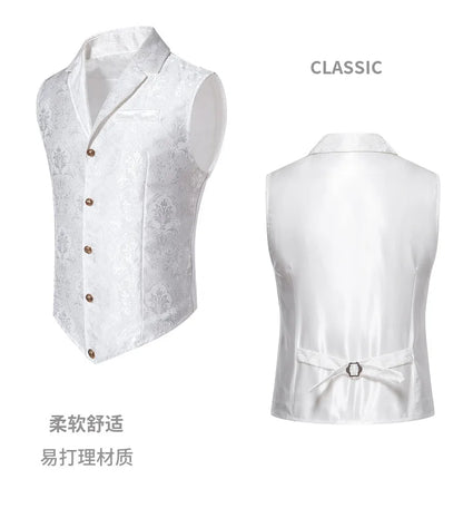 Men's Suit Vest Jacquard Smart Casual Single Breasted Slim Fit Waistcoat