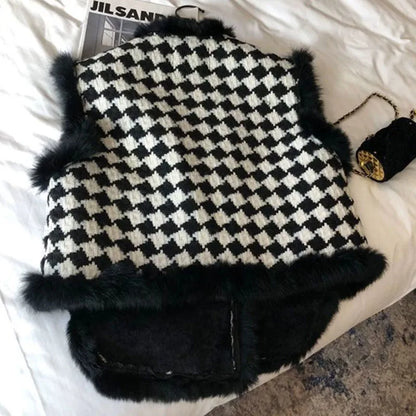 Korean Women Thousand Bird Grid Vest Coat Spring Autumn Ladies Fashion Waistcoat Jacket 2025 Female Loose Sleeveless Top Outwear
