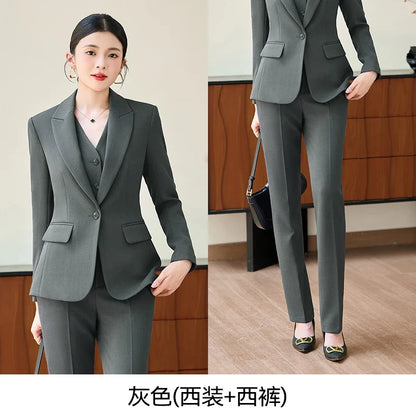 Fashionable professional women's two-piece pant+ suit jacket. Sophisticated elegant, slim fit comfortable. 2025 new style