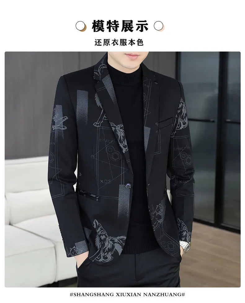 Blazer Autumn and Winter Men's Fashion Business Outdoor Travel Checkered Wedding Youth Slimming Casual High Formal Wear Blazer