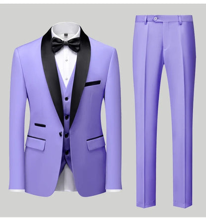 Men's Slim Fit Formal Suit Set – Blazer, Vest & Pants for Weddings & Parties