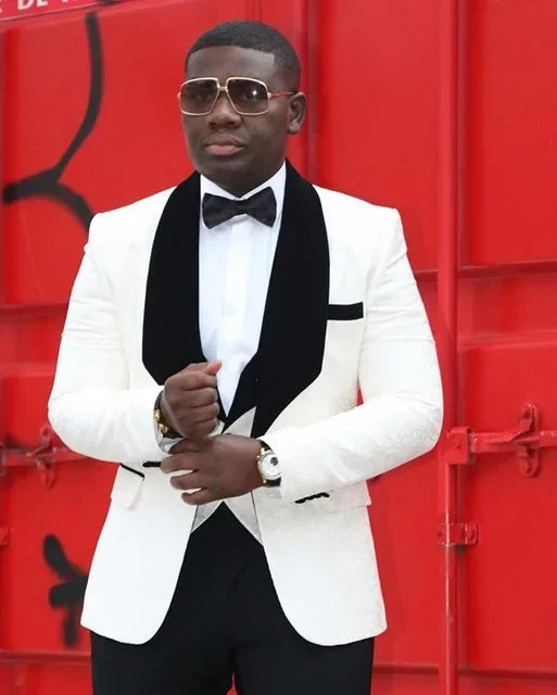 Burgundy Wedding Men Suits Slim Fit Tuxedo 3 Pieces Suit Groom Prom Jacquard Blazer Terno Masculino Suit
