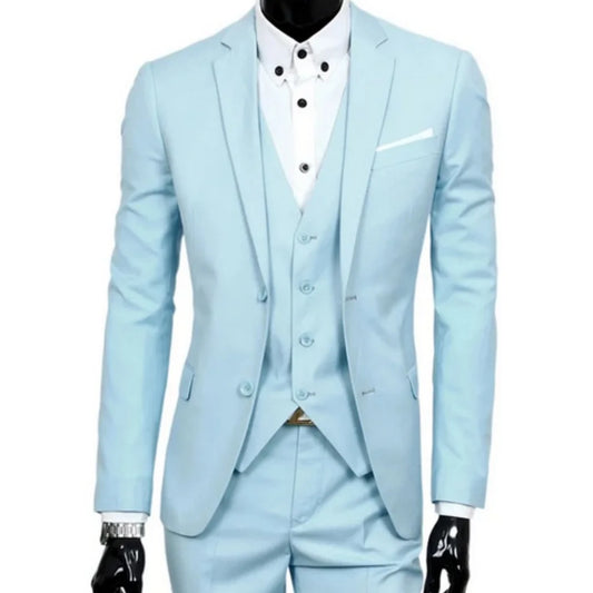 Jacket Pants Vest Men's Suits Slim Fit Tuxedo Brand Fashion Dress Wedding Blazer New Arrival Work Male Business Coat Waistcoat