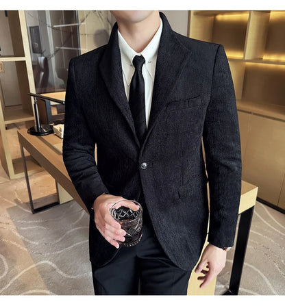 New Chinese Style Stand Collar Fashion Casual Suit Jacket Autumn Winter New Slim Fit Business Formal Social Prom Party Tuxedos