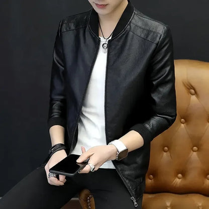 Brown Casual Men's Suit Jackets Trendy 2025 Korean Style Clothes Male Leather Blazer Single Models Luxury Designer Menswear Coat