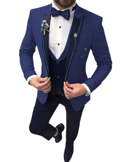 Wedding Groom Men Suits Slim Fit Costume Homme Men Suit 3 Pcs Jacket+Pant+Vest Terno Masculino Tuxedo Prom Blazer For Man