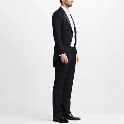 Men Suit Black 3 Pieces Single Breasted Bright Lapel For Wedding Groom Banquet Party Prom Business Work Jacket Pants White Vest
