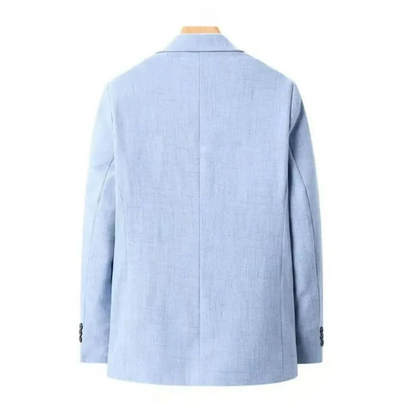 KIDWHXR Man Suit Coat Korean Solid Color Single-breasted Male Blazer Slim Long Sleeve Breathable Business Casual Men Outerwear