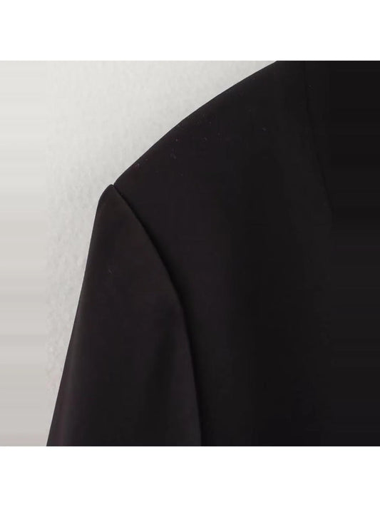 Women Black Gothic Emo Cropped Blazer Jacket Vintage Long Sleeve Outerwear Harajuku Y2k 2000s Single Breasted Suit Coat Autumn