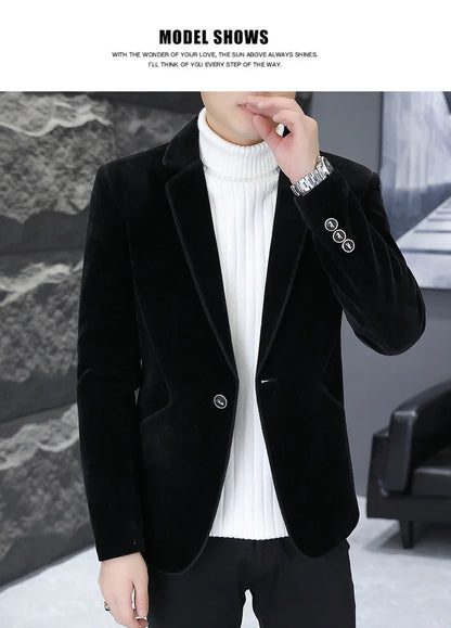 2025 Autumn Suit Men's Fashion Handsome Trend All Matching Woolen Youth Slim Small Suit Dress Single West Coat Coat  M-4XL