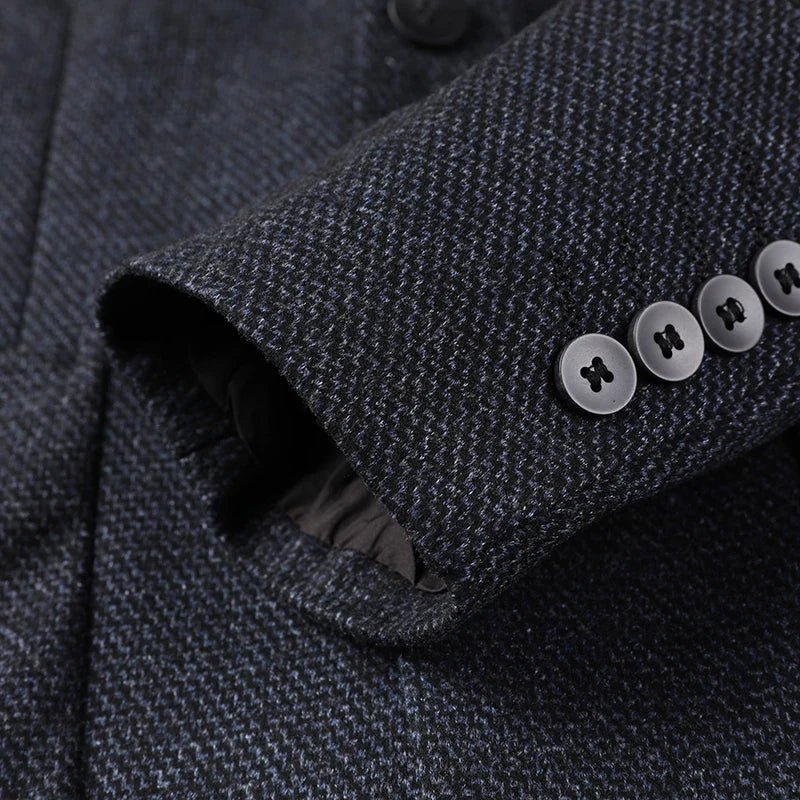 Men's Smart Casual Blazer Single Breasted Blue Autumn Winter