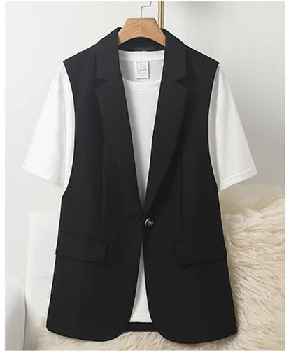 New Fashion Suit Vest Women's Waistcoat Spring Autumn Casual Vests Coats Suit Jacket Sleeveless Women's Blazer Vests Coats