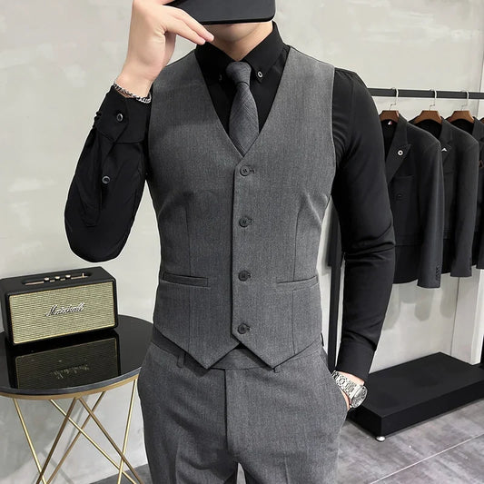 Men's Formal Vest – Single Breasted Business Waistcoat for Wedding & Smart Casual Occasions