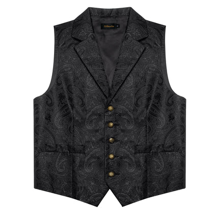 Men's Paisley Suit Vest Set with Tie, Pocket Square & Cufflinks for Wedding & Formal Events