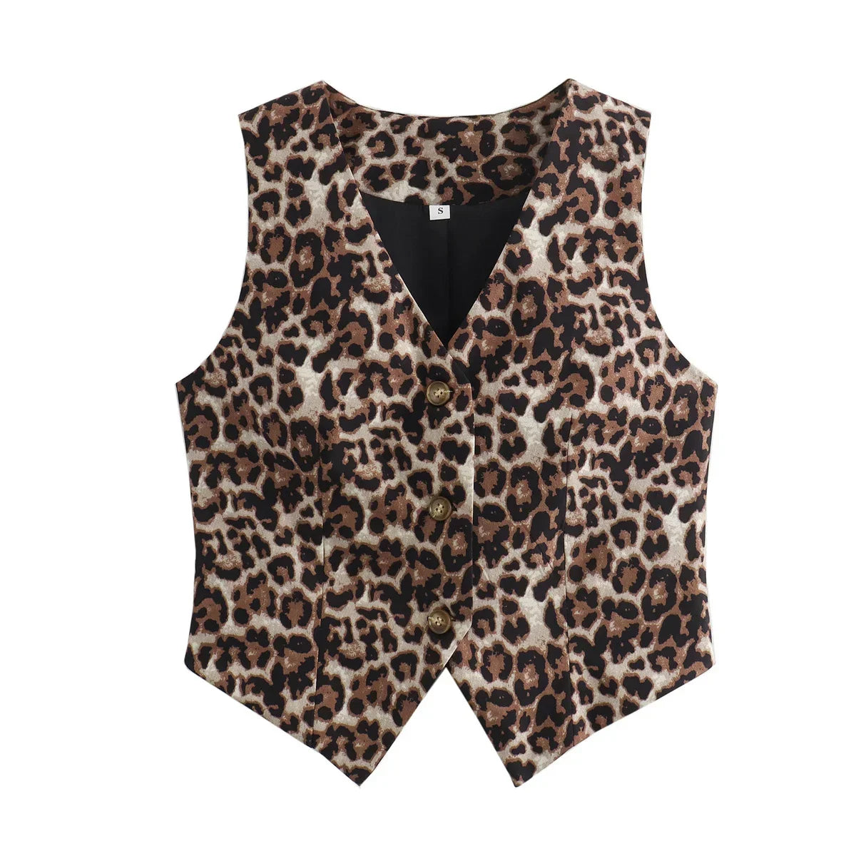Leopard Lady Vests Vintage Cropped Sleeveless Vest Women Outerwears Animal Print Women's Suit Vest V Neck Casual Waistcoat