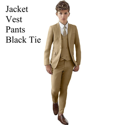 Boys 3-Piece Slim Fit Suit Set for Kids Wedding Prom and Formal Occasions
