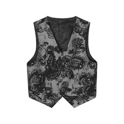 Children's Embroidered Suit Set Flower Boys Wedding Outfit Kids Jacket Vest Pants Tie 4Pieces Birthdy Party Clothes Set