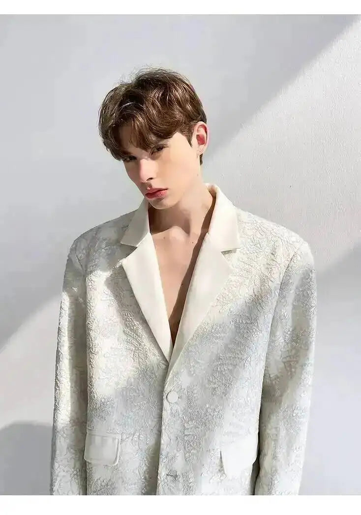 Coat 2026 New Luxury Elegant Blazer Embroidery Pattern Men's Fashion Original High Quality Handsome Casual Clothes JY7564