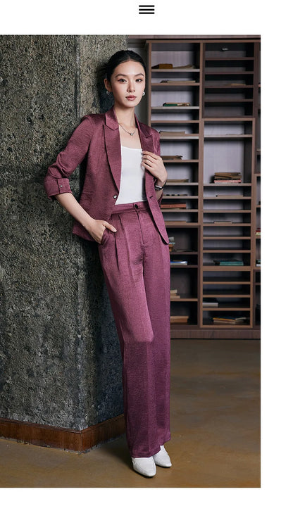 Fashion Office Ladies Blazer and Pants Suit Formal Angola Red Women Jacket Trouser Women Business Work Wear 2 Piece Set