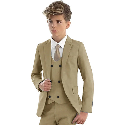 Christmas Party Fashion Green Suit Sets For Boys Piano Performance Formal Blazer Vest Pants 3 Pieces Evening Dinner Outfits