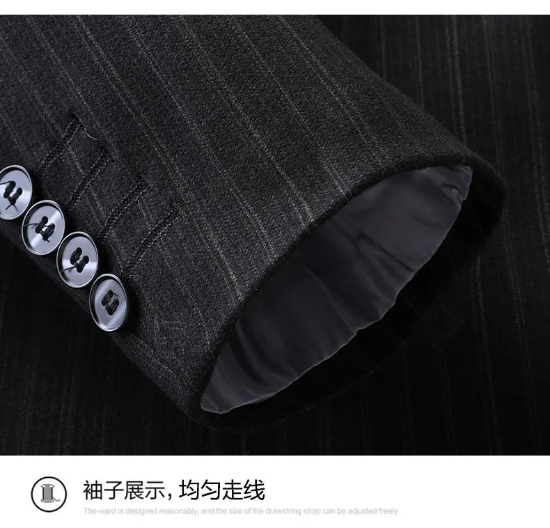 Men's Smart Casual Blazer – Single Breasted Polyester Jacket for Middle-Aged Men – Spring Autumn