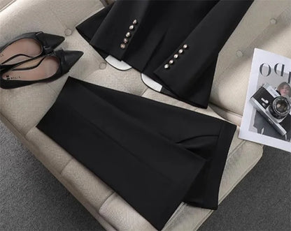 Fashion Red Black Beige Women Pant Suit 2 Piece Set Office Ladies Female Business Work Wear Formal Blazer Jacket And Trouser