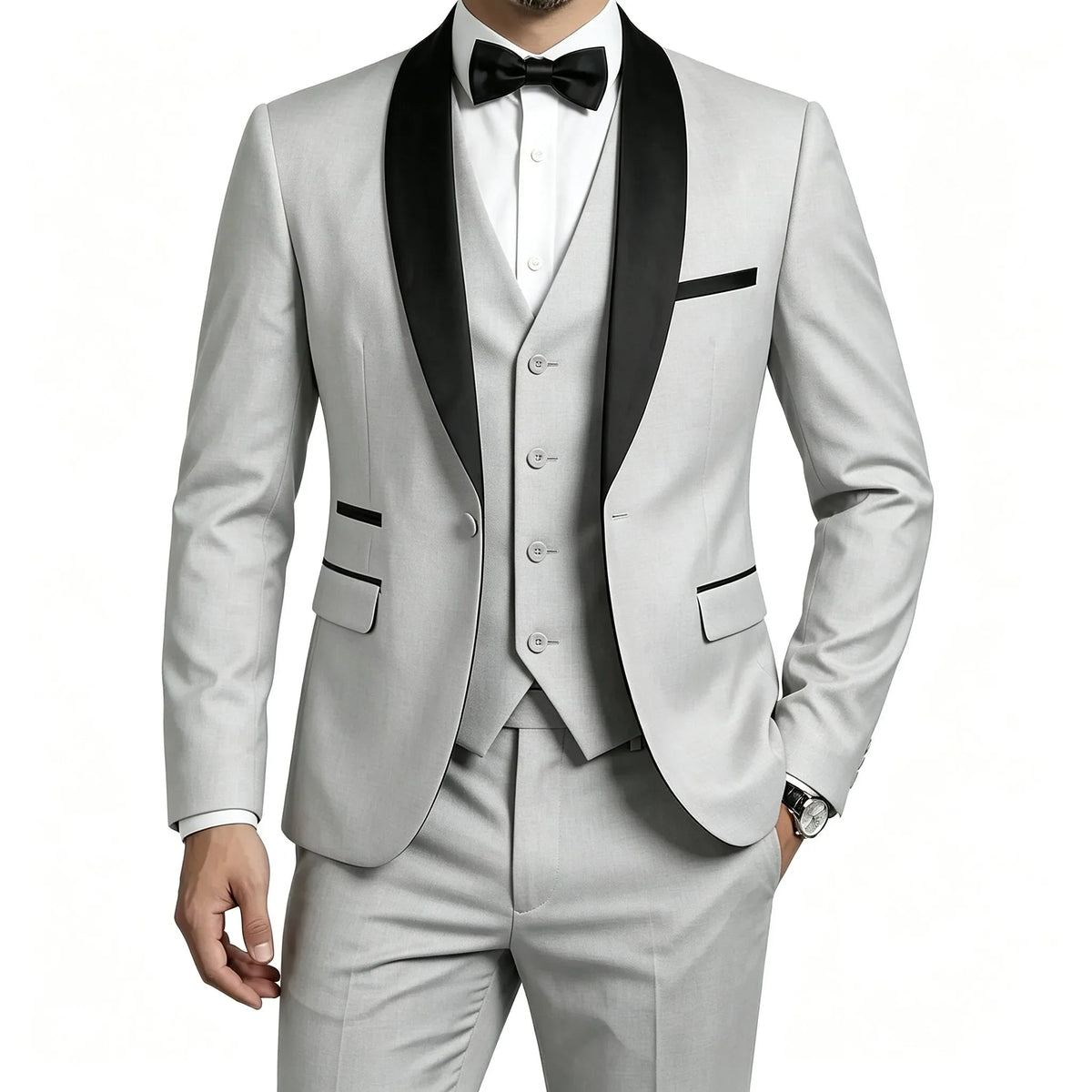 Men 3 Piece Tuxedo Suit Shawl Lapel Formal Wedding Groom Blazer Jacket Vest Pants Business Party Suit