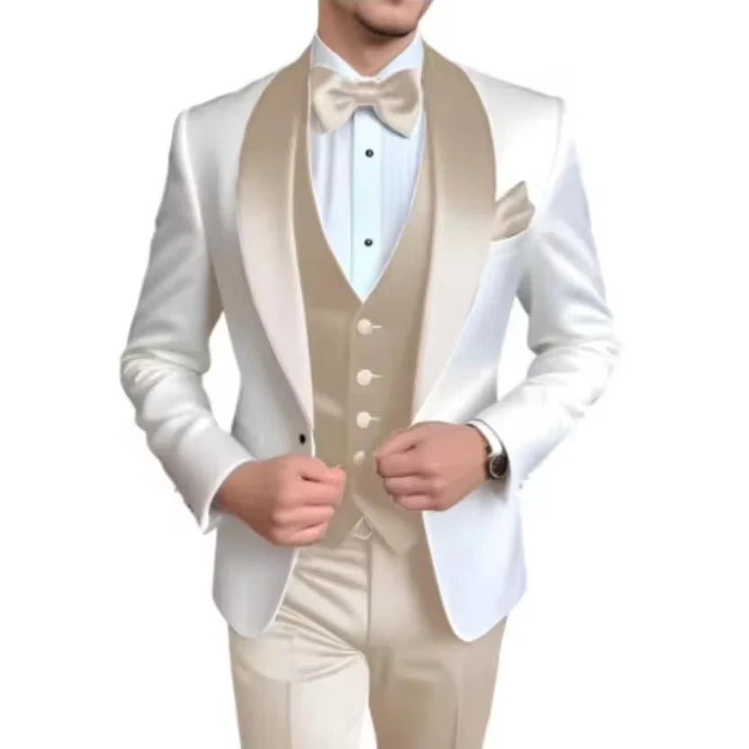 Men's 3-Piece Tuxedo Suit – Shawl Lapel, Slim Fit, Wedding & Formal Occasions