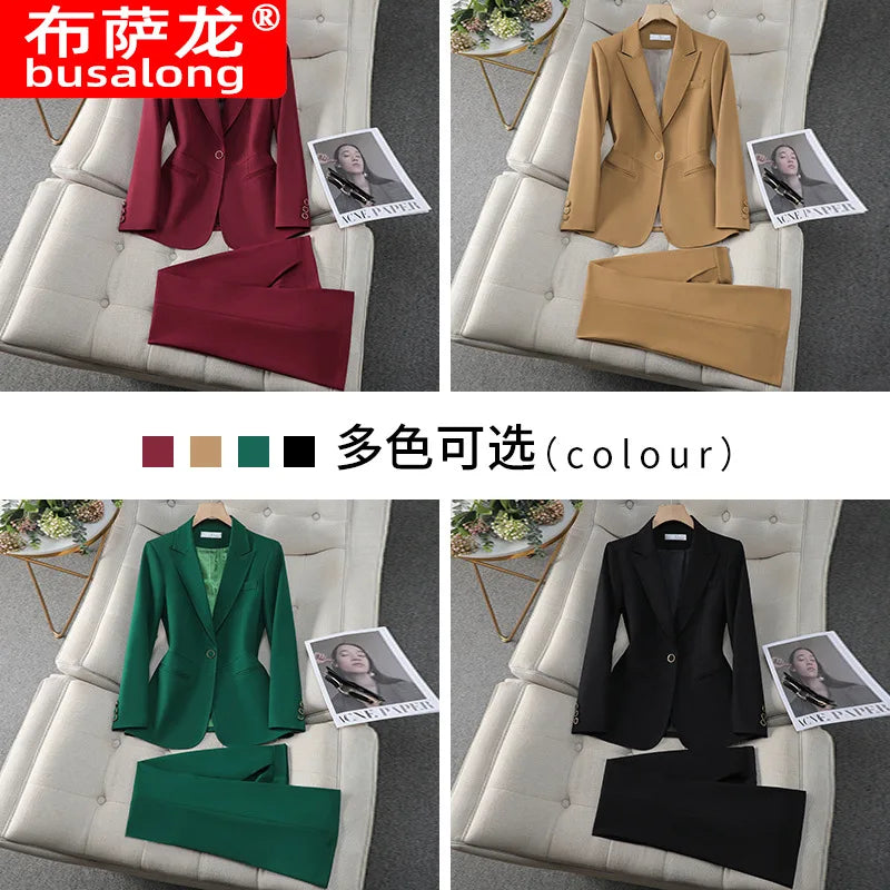 2025New Spring and Autumn High-End Manager Professional Formal Suit, High-End Women's Suit Set, Elegant Workwear, Slim Fit