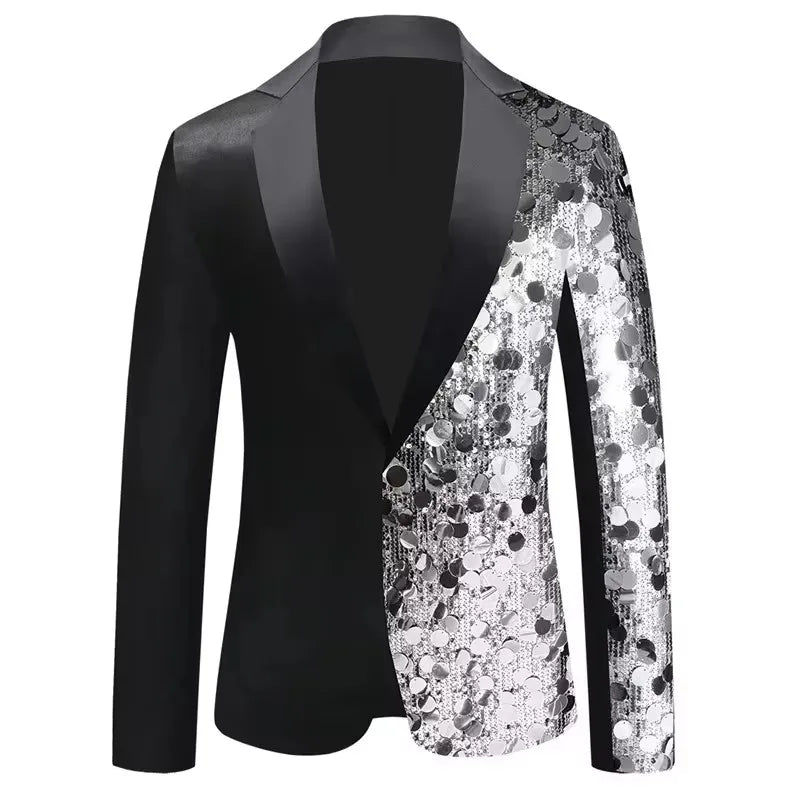 Men's Personality Shiny Sequins Suit Jackets Male Bar Nightclub Singer Tour Concert Stage Shiny Blazers Tuxedo Party Costume