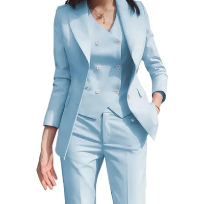 Fashion Luxury Women Suit 3 Pieces Formal Slim Fit Female Women Custom Made Office Work Wear Set Jacket Vest With Pants