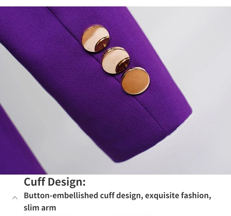 Fashion High-quality Office Suit Purple Jacket and Trousers 2-piece Set 2025 New Waist Suit Temperament Suits for Women HJLZBW