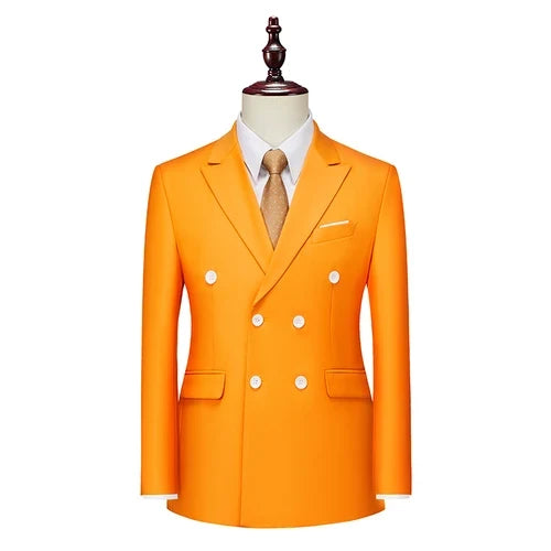 Men's Double Breasted Blazer – Formal Solid Color Suit Jacket for Weddings & Business