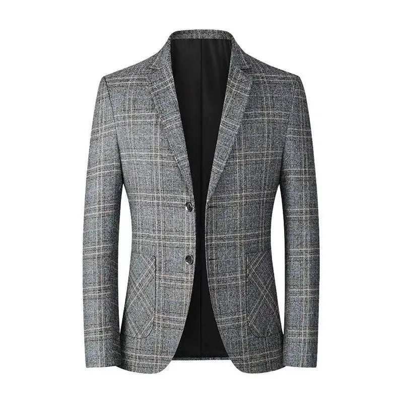 2026 Spring Autumn New Men's Business Casual Plaid Blazer Wrinkle-Free Suit Jacket Youth Single Suit Outerwear Spring Wear