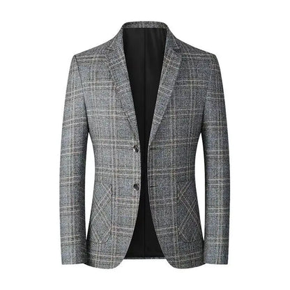 2026 Spring Autumn New Men's Business Casual Plaid Blazer Wrinkle-Free Suit Jacket Youth Single Suit Outerwear Spring Wear