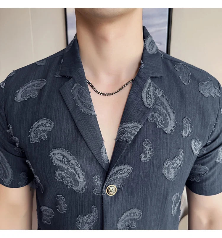 Summer Thin Ice Silk Without Lining Suit Coats 2025 New High-end Fashion Jacquard Casual Social Shirt Coat Men Clothing 4XL-M