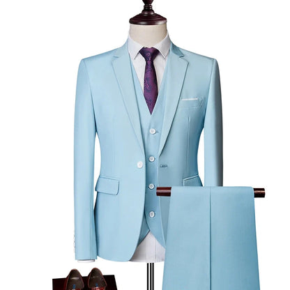 Men's Three-Piece Suit – Slim Fit Wedding & Business Formal Suit with Vest and Trousers