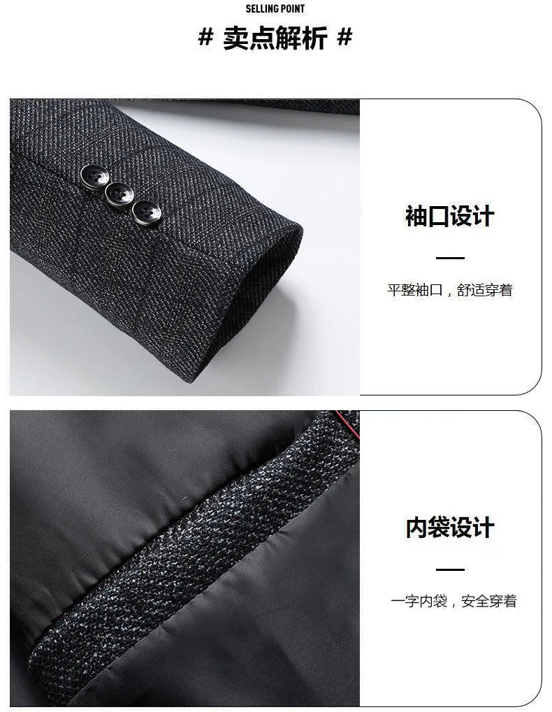Blazer's New Outdoor Men's Fashion, Sporty and Slimming British Style Business Gentleman's Versatile Wedding Checkered Blazer