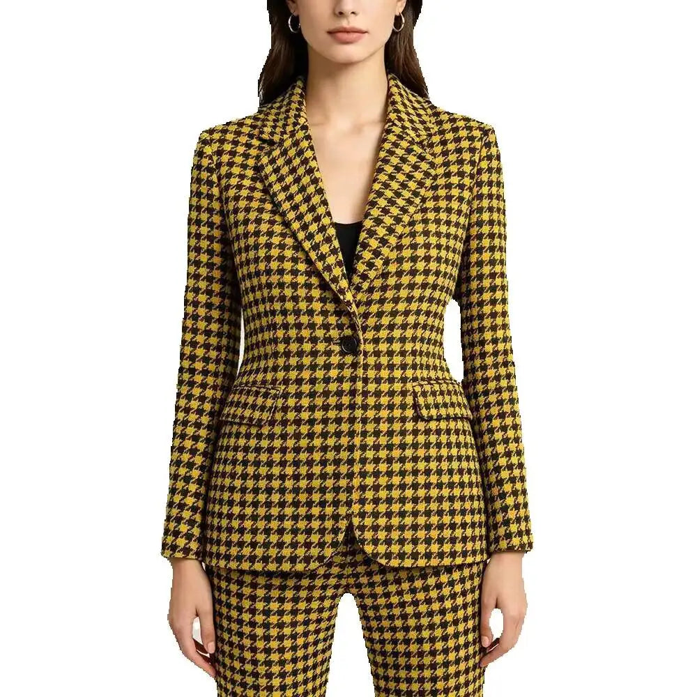 Classic 2 Pieces Suits One-Button Women's Elegant Notch Lapel Slim Fit Jacket Pants Full Sets Customized Vintage Blazer Prom