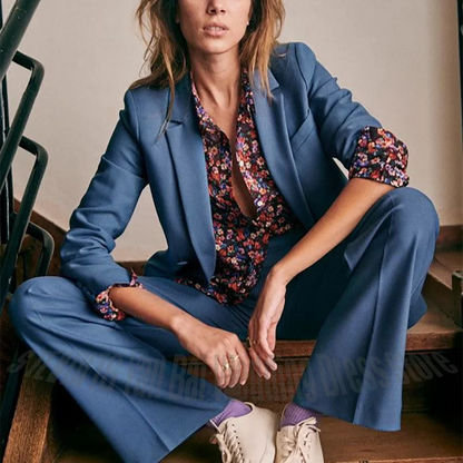 High Quality Women Pant Suits 2-Piece Double Breasted Straight Fit Elegant Office Lady Casual Business Outfit Modern Style