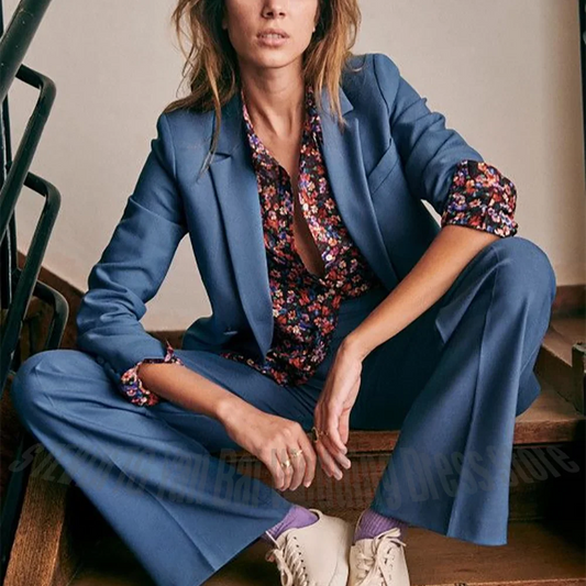 High Quality Women Pant Suits 2-Piece Double Breasted Straight Fit Elegant Office Lady Casual Business Outfit Modern Style