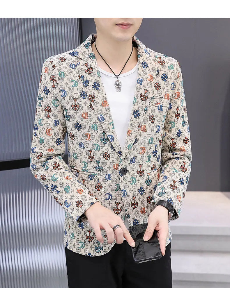 Blazer Men's Fashion Outdoor Travel Gentleman Wedding Slimming Business Versatile Trendy Casual Korean-style Formal Wear Blazer