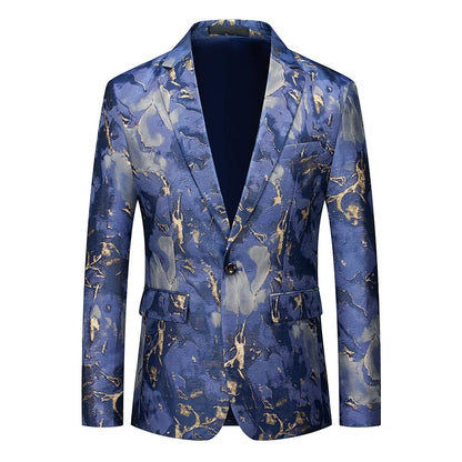 Men's Jacquard Blazer Slim Fit Single Breasted Smart Casual & Formal Wedding Jacket