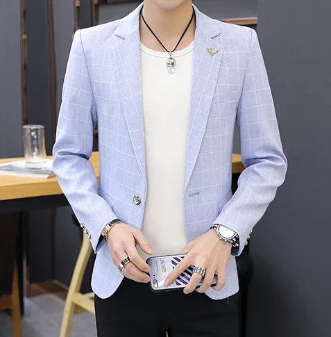 Party Linen Gray Men's Suit Jackets Single Breasted Coat Male Blazer Summer New in Simple Clothing Fashion 2025 Casual Classic