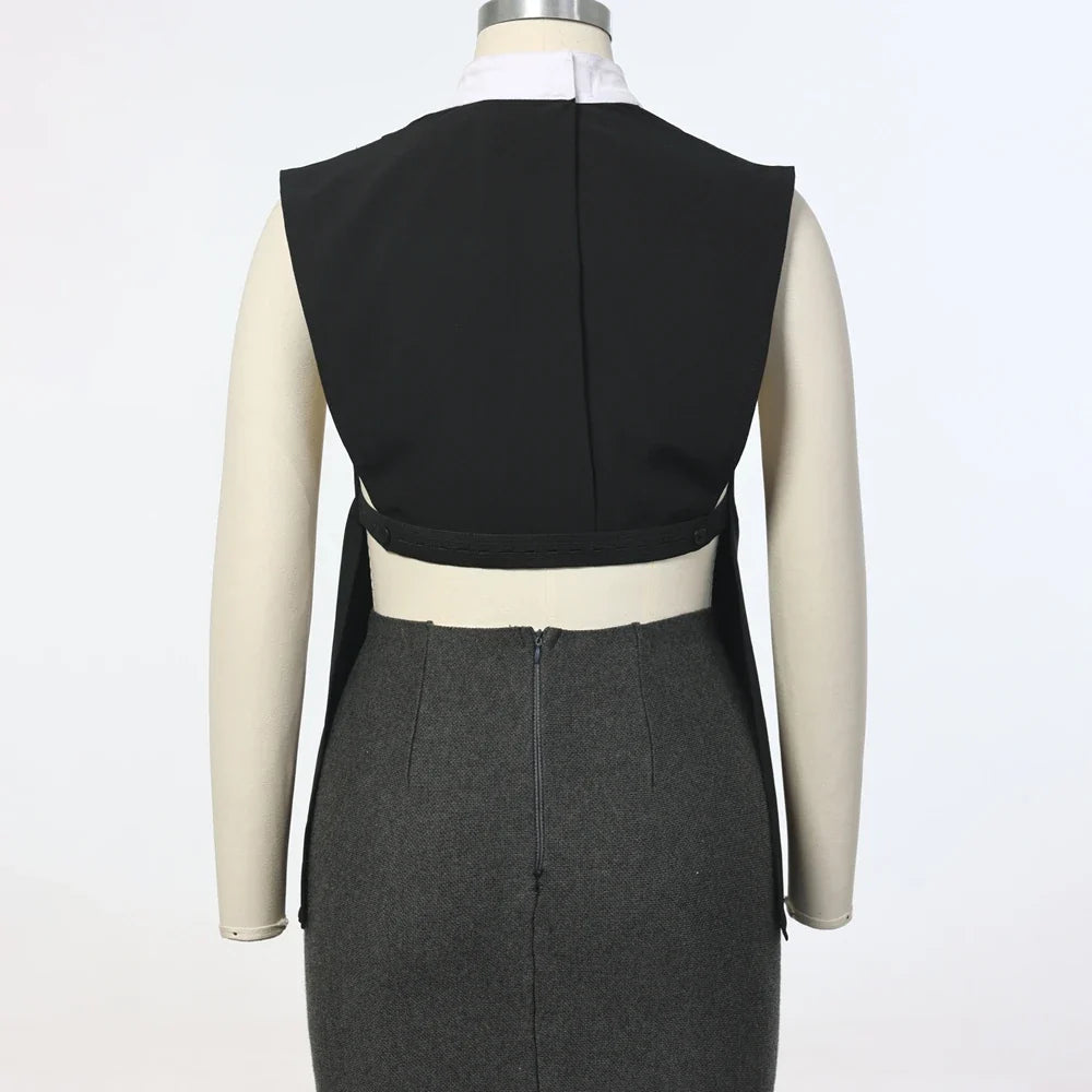 Women Clergy Sleeveless Vest Top with White Collar